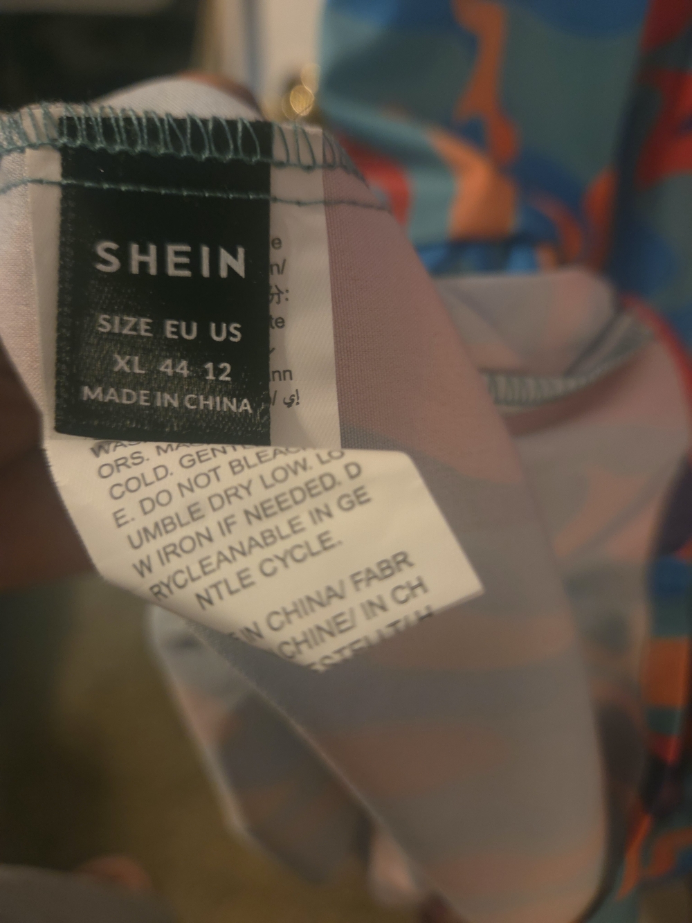 SHEIN Multicolor Abstract Print Tiered Casual Dress - Turquoise, Pink, Orange - Picture 6 of 6